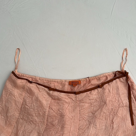 Chan Luu peach pink crinkle silk multicolor floral embroidered sequin boho skirt - Picture 14 of 15